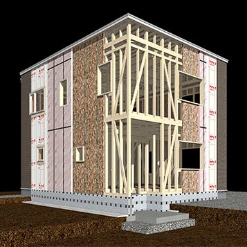 建物全体を断熱材でくまなくカバー　外張り断熱工法